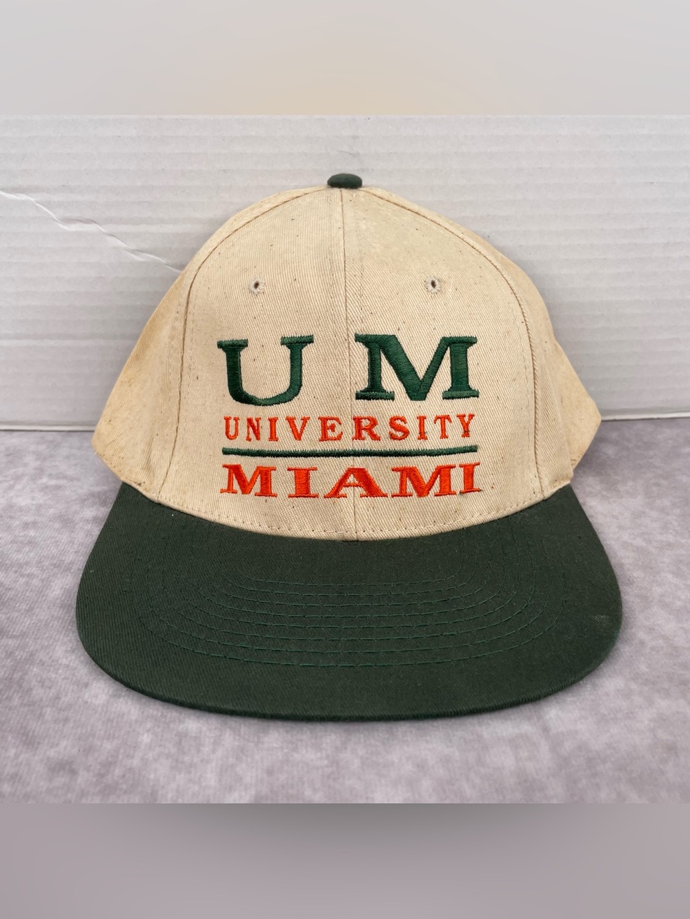 Miami Hurricanes UM Bar Snapback Hat Cap Adult One Size Green Orange University